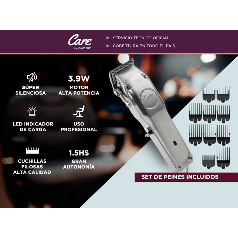 Máquina de Cortar Pelo Gadnic 1919B Acero Inoxidable Uso