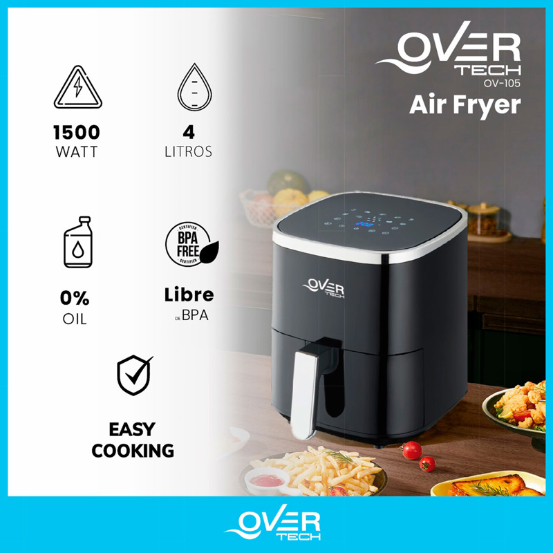 Freidora Overtech Electrica Sin Aceite De Aire 1500w 4 Litros Air Fryer