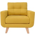 Sillon Sofa 1 Cuerpo Poltrona Escandinavo Pana Amarillo 0.80 MTS