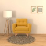 Sillon Sofa 1 Cuerpo Poltrona Escandinavo Pana Amarillo 0.80 MTS