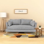 Sillon Sofa 3 Cuerpos Abril Pana Gris 1.90 MTS