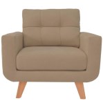 Sillon Sofa 1 Cuerpo Poltrona Escandinavo Pana Beige 0.80 MTS