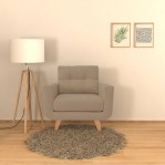 Sillon Sofa 1 Cuerpo Poltrona Escandinavo Pana Beige 0.80 MTS