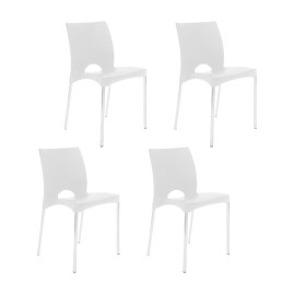 Juego De 4 Sillas Boston Patas De Aluminio Blanco